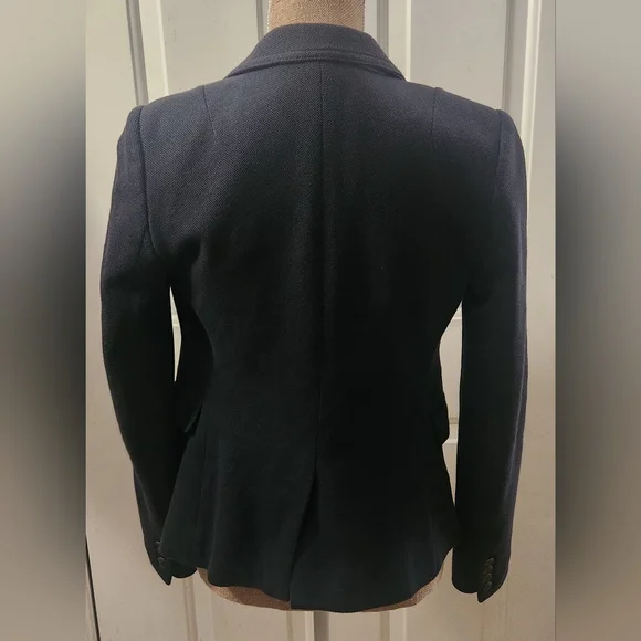 Banana Republic Factory Navy Blue Knit Academy Blazer Size 0 - Picture 2 of 10